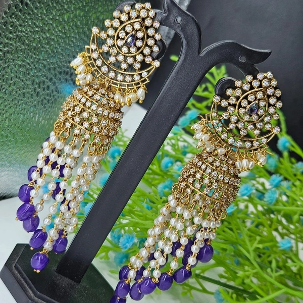 sona victorian diamond blue beeds earrings