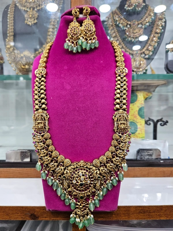 green beeds nakshi long haram