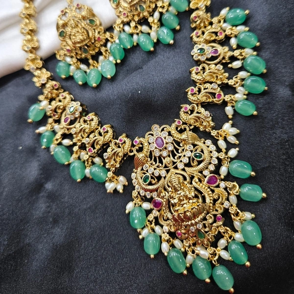 green beeds neck set with lakshimi