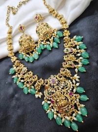 green beeds neck set with lakshimi