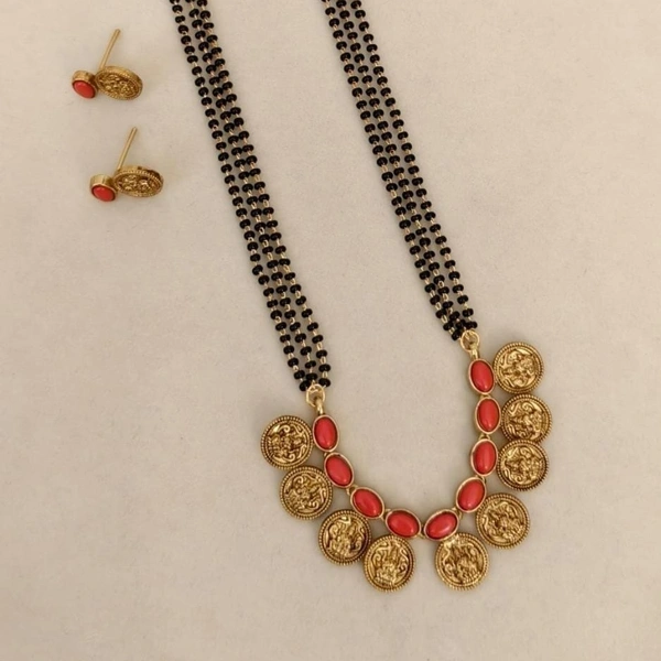 coral with lakshmi devi black beed long