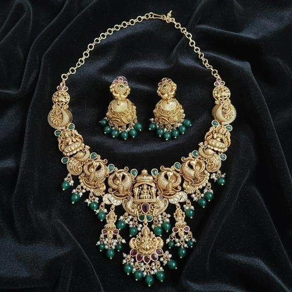gold-plated nakshi neck set