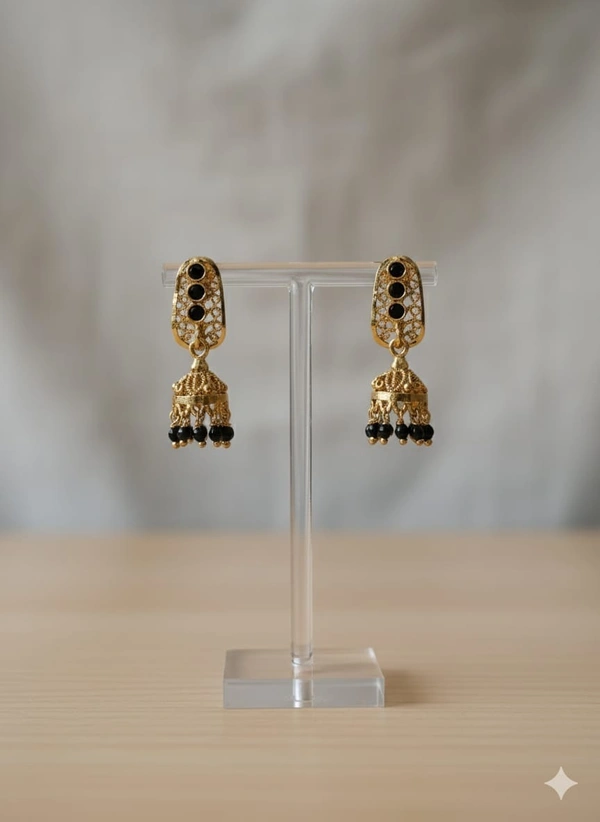 black earrings nakshi gold