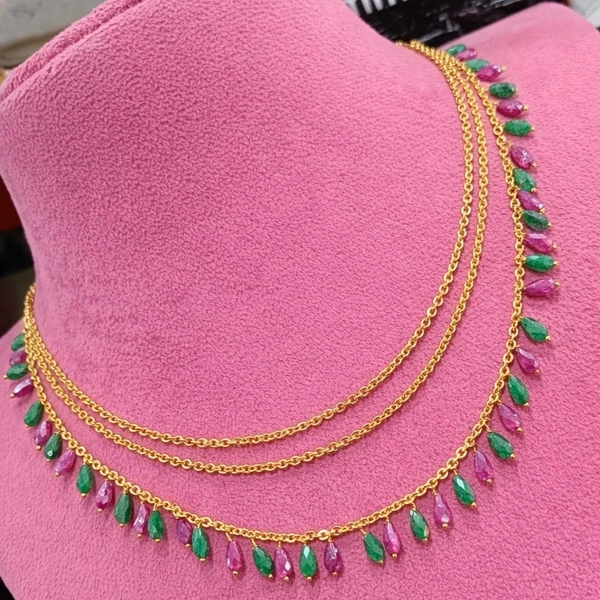 3 steps green and pink drops neck set