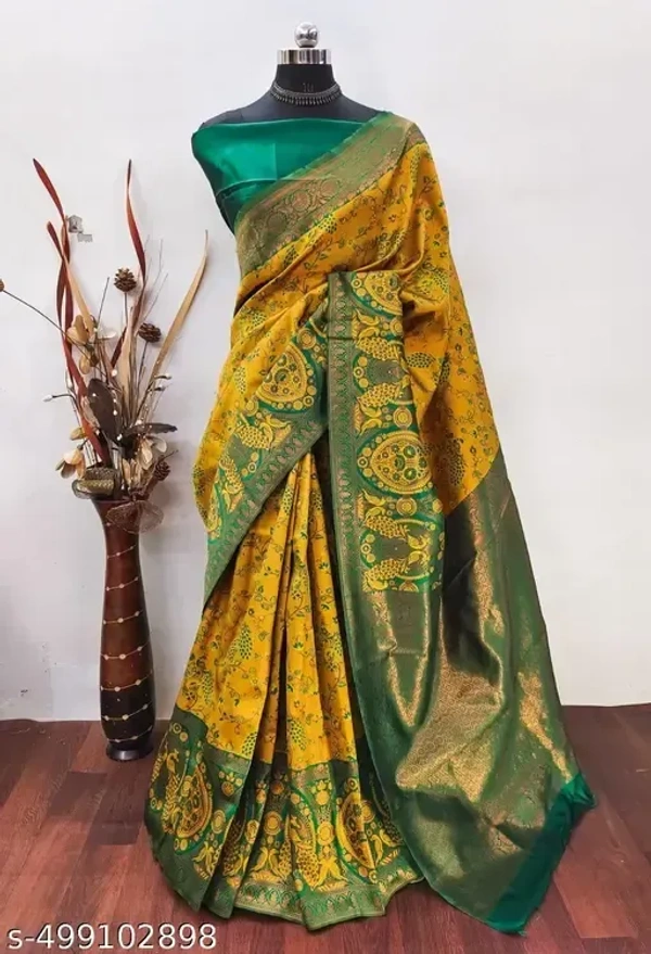 Kanjivaram Silk Brocade Saree || Traditional Kanjivaram Silk Saree With Blause || Kanjeevaram Brocade Banarasi Pattu Silk Saree || Zari Brocade Silk Saree