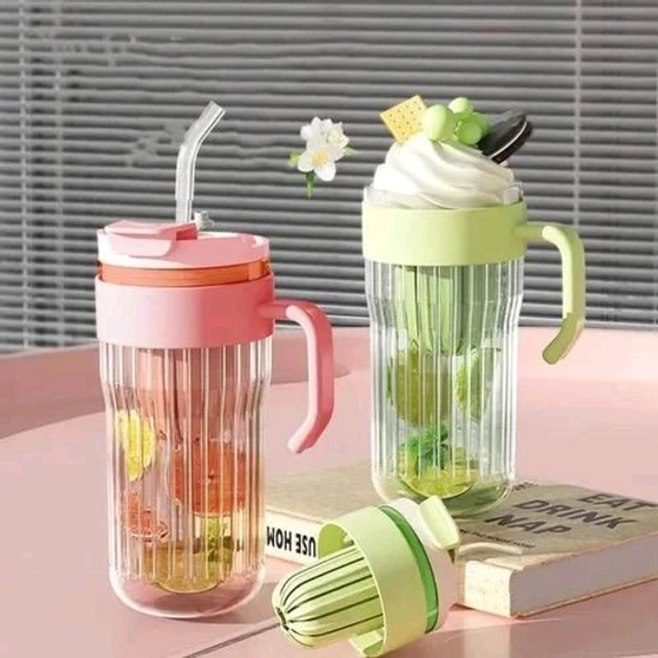 Glass Sipper With Handle And Straw