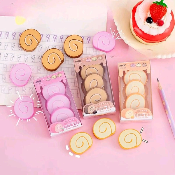 Cute Swiss Roll Cake Eraser 