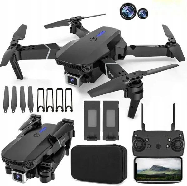 RECTITUDE Ultimate Aerial Adventure: E88 with 4K Camera and Advanced Features Drone - Black