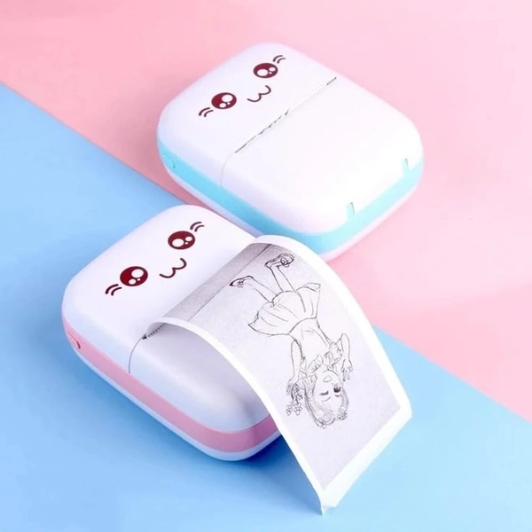 BLUETAIL RETAIL Bluetail Pocket Printer – Mini Photo Printer | 200DPI | Ergonomic Design | Print Text, Pictures & Memos Anywhere for Android & iOS System - (Pack of 1, Random Color) - White
