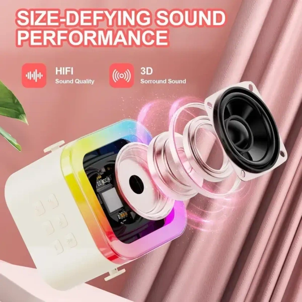 Mini Portable Karaoke 5W Bluetooth LED Speaker with Mic, 5-6 Hrs Playtime VCD Box Set  (English, Hindi - NO) - White
