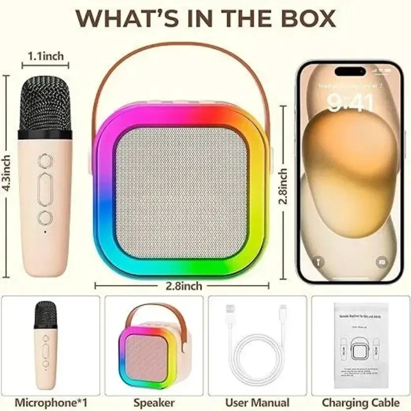 Mini Portable Karaoke 5W Bluetooth LED Speaker with Mic, 5-6 Hrs Playtime VCD Box Set  (English, Hindi - NO) - White
