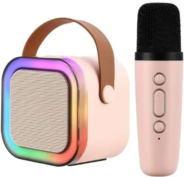 Mini Portable Karaoke 5W Bluetooth LED Speaker with Mic, 5-6 Hrs Playtime VCD Box Set  (English, Hindi - NO) - White