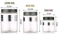 Thesikuway Plastic Pet Storage Jar and Container, 12 pcs With Spoons Air Tight | Kitchen Organiser Improved Mod - Silver