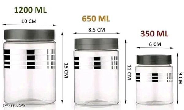 Thesikuway Plastic Pet Storage Jar and Container, 12 pcs With Spoons Air Tight | Kitchen Organiser Improved Mod - Silver