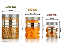 Thesikuway Plastic Pet Storage Jar and Container, 12 pcs With Spoons Air Tight | Kitchen Organiser Improved Mod - Silver