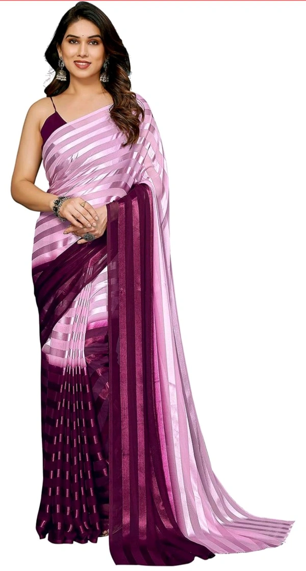 Thesikuway Anand Sarees Striped, Ombre, Self Design Bollywood Satin Saree - Free Size