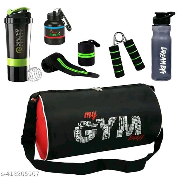 Thesikuway New Gym Bag Combo For Men Combo Set For Men & Women Quantity :- 6 - Black