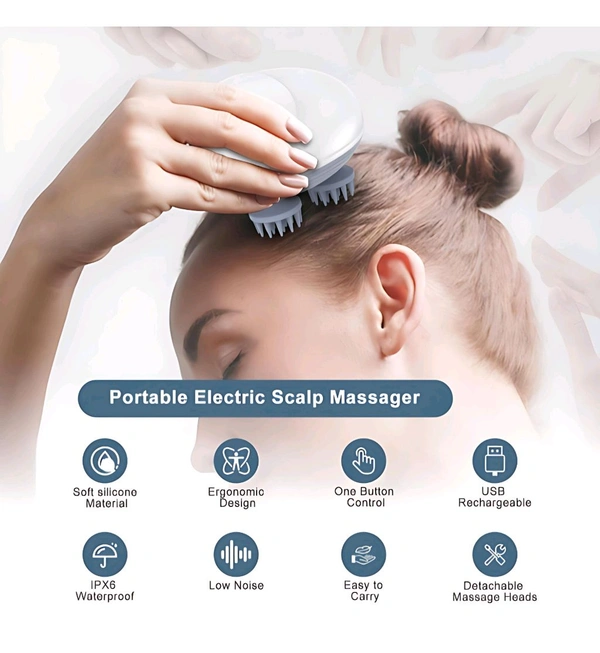 Electric Head And Scalp Massager  - White