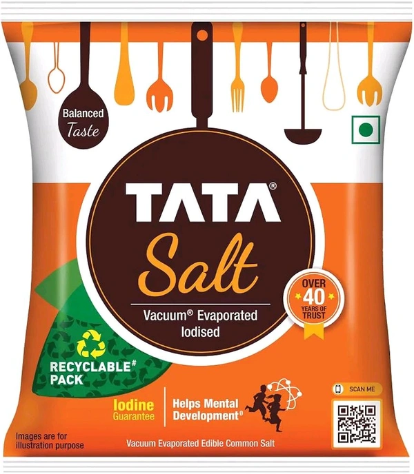 Tata Salt 1 Kg, Free Flowing and Iodised Namak, Vacuum Evaporated, Salt in Fresh - 1Kg, ⚡19 Menute