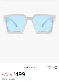 Badshah Square Unisex White Blue Men's Sunglasses (Large)-Pack of 1
