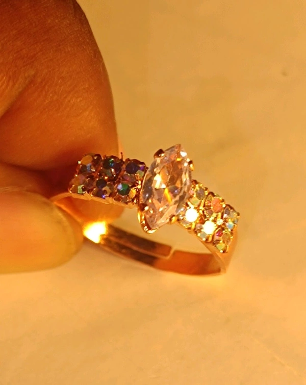 Golden Finish Diamond Look Ring