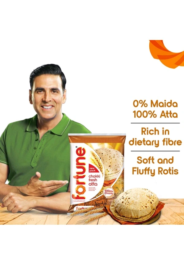 Fortune Chakki Fresh (100% Atta, 0% Maida) Atta - 10 Kg, 15 Minutes