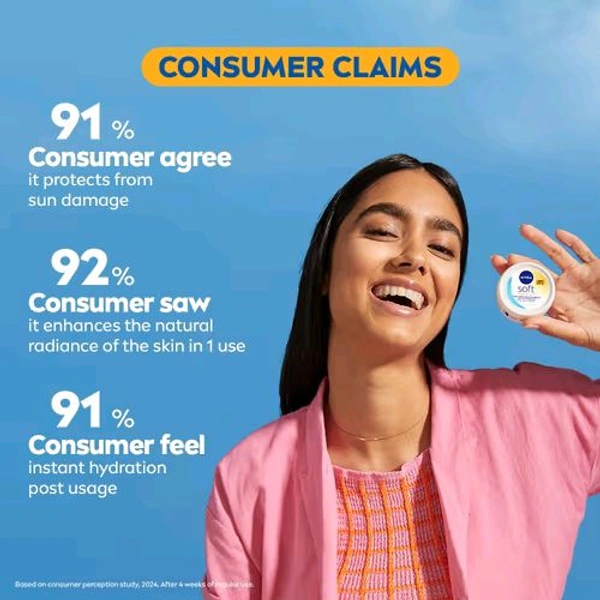 Nivea Soft Daily UV Light Moisturising Cream With SPF-15  - 200 ml, 🛵 10 Minutes