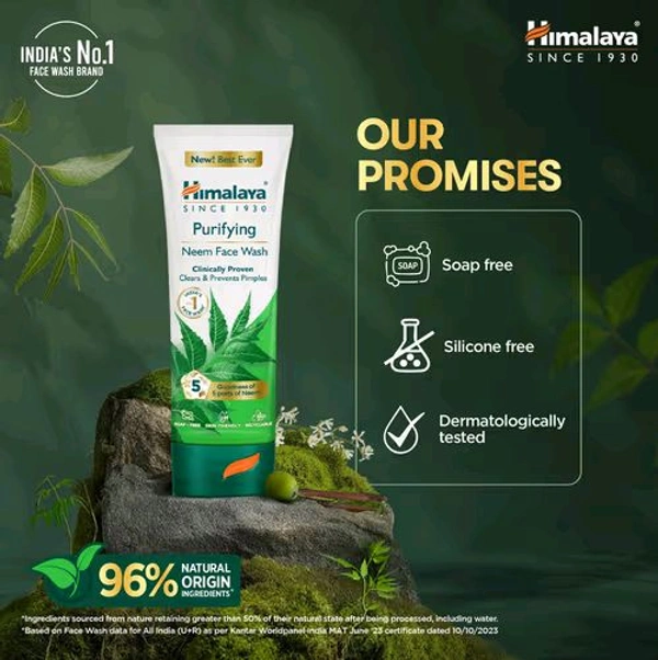 Himalaya Purifying Neem Face Wash - 150 ml, 🛵10 Minutes
