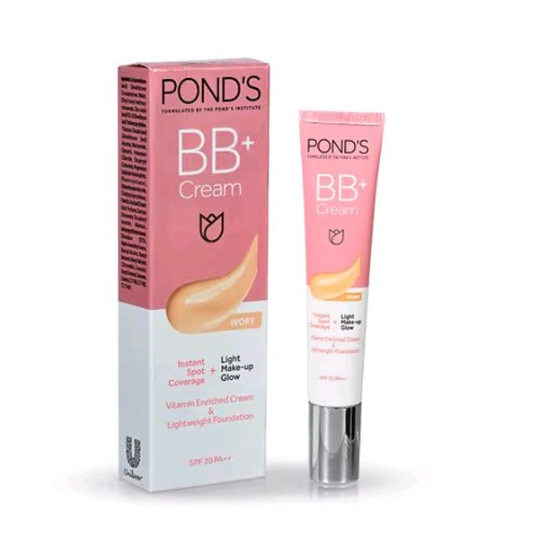 Pond's BB+ Cream Instant Spot Coverage + Light Make-up Glow Ivory - 18 g, 🛵 10 Minutes