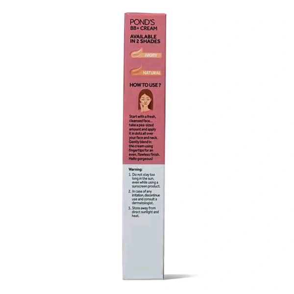 Pond's BB+ Cream Instant Spot Coverage + Light Make-up Glow Ivory - 18 g, 🛵 10 Minutes