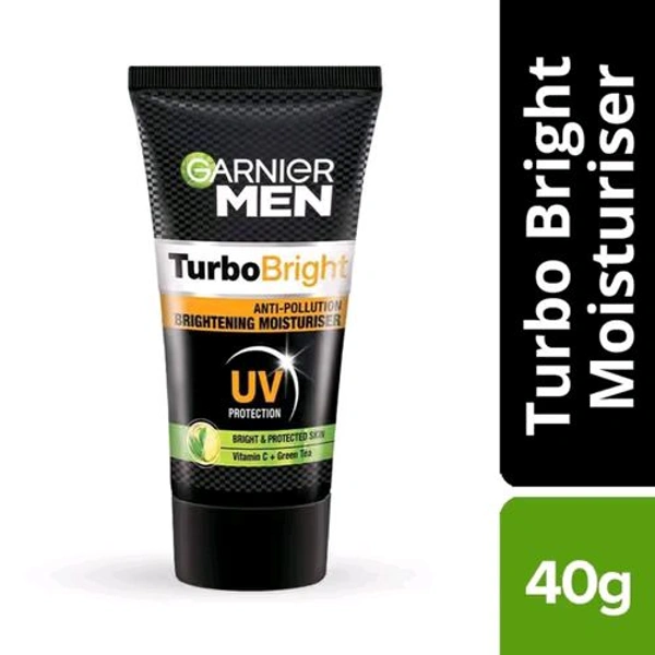 Garnier Men Turbo Bright Anti-Pollution Brightening Moisturiser - 40 g, 🛵 10 Minutes