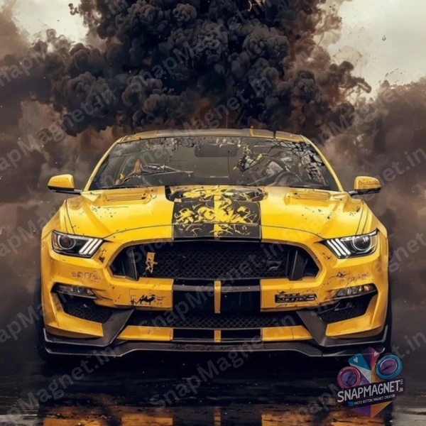 Mustang Yellow - Car Fridge Magnet - CFM-010