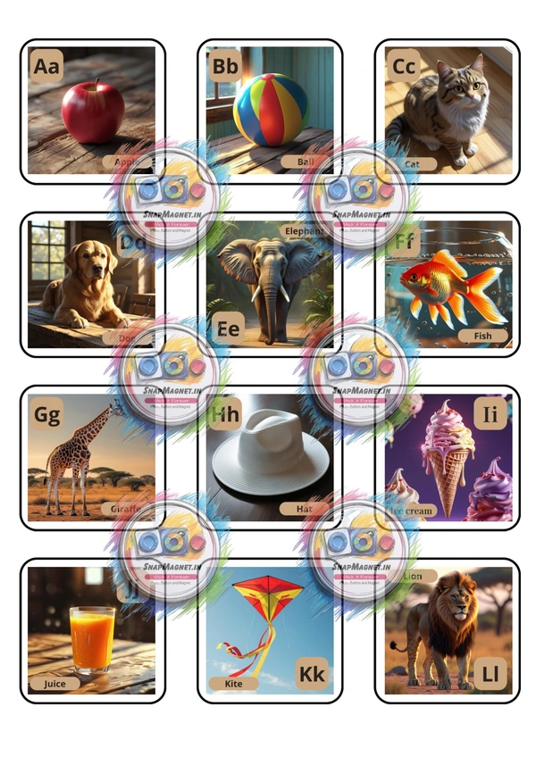 Alphabet Combo Aa-Zz | With Item Image - 26 Magnets 