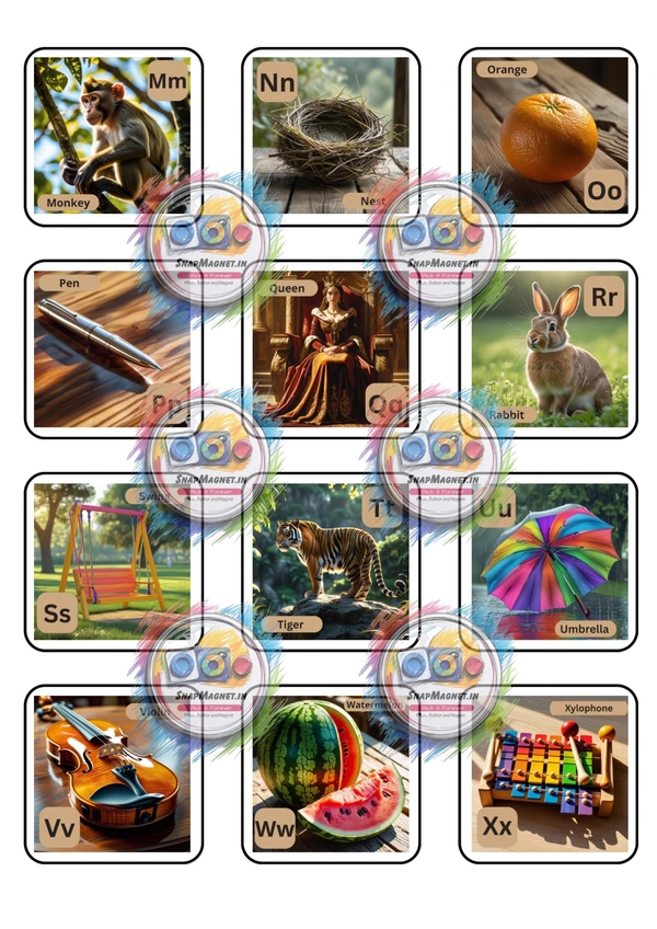 Alphabet Combo Aa-Zz | With Item Image - 26 Magnets 