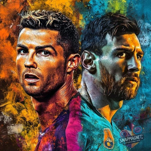 Messi & Ronaldo Together - Photo Fridge Magnet -SFM-031
