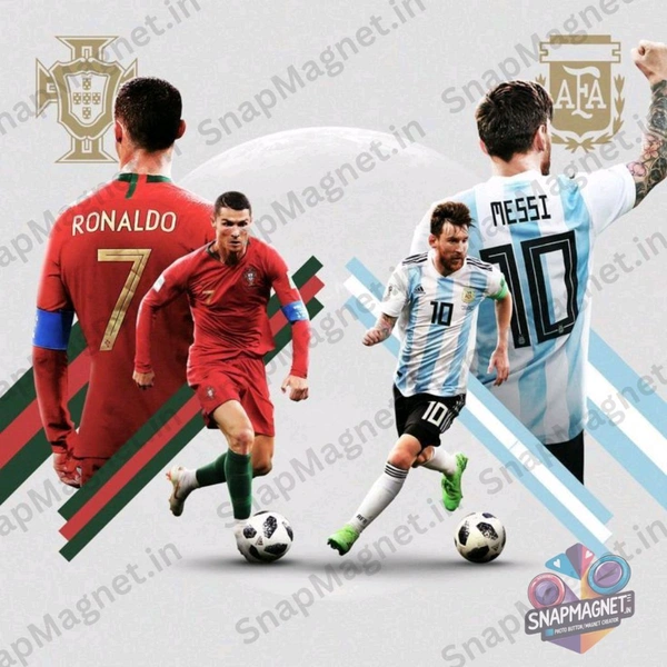 Messi & Ronaldo Together - Photo Fridge Magnet -SFM-035