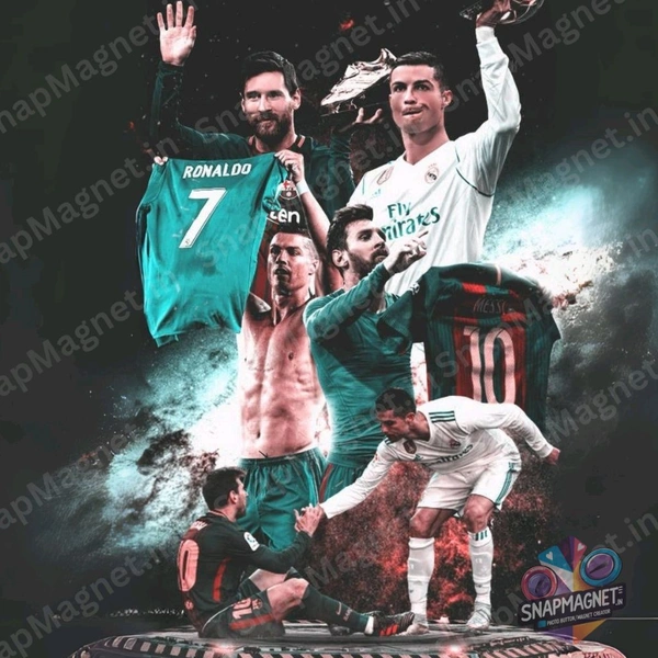 Messi & Ronaldo Together - Photo Fridge Magnet -SFM-038