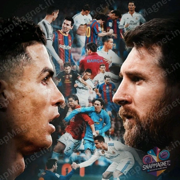 Messi & Ronaldo Together - Photo Fridge Magnet -SFM-039