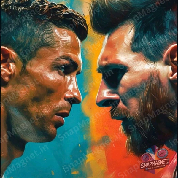 Messi & Ronaldo Together - Photo Fridge Magnet -SFM-040