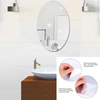 Adhesive Ovel Shape Bathroom Mirror Sticker (2 Pcs)