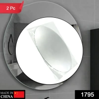 Adhesive Ovel Shape Bathroom Mirror Sticker (2 Pcs)
