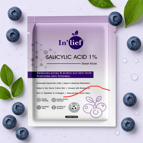 In’lief Salicylic Acid 1% Clarifying & Pore-Refining Facial Sheet Mask (1 Pcs)