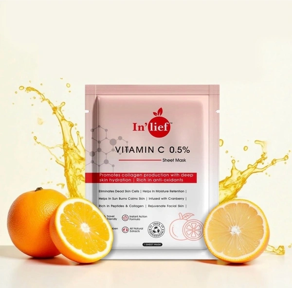 In’lief Vitamin C 0.5% Hydrating & Brightening Facial Sheet Mask (1 Pcs)