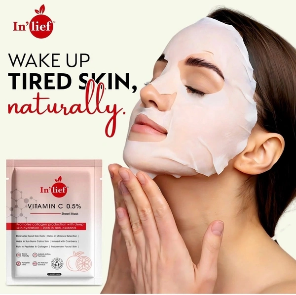 In’lief Vitamin C 0.5% Hydrating & Brightening Facial Sheet Mask (1 Pcs)