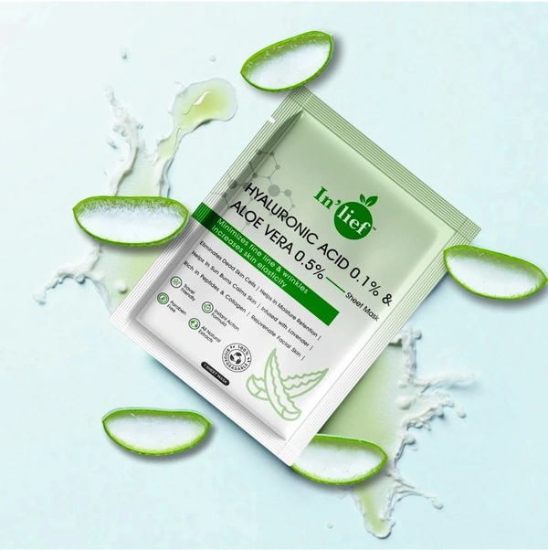 In’lief Hyaluronic Acid 0.1% & Aloe Vera 0.5% Hydrating & Rejuvenating Facial Sheet Mask (1pc)