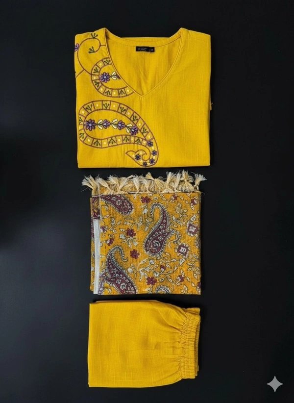 Modern Yellow Kurtha Set - XXL