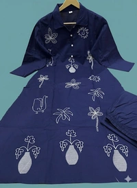 Blue kurti With embroidery work - XXL