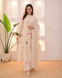 lvory pastel floral pure cotton suit - L