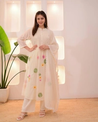 lvory pastel floral pure cotton suit - XXL