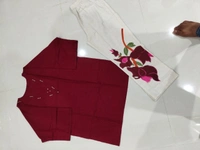 Maroon top with cream plazo - M